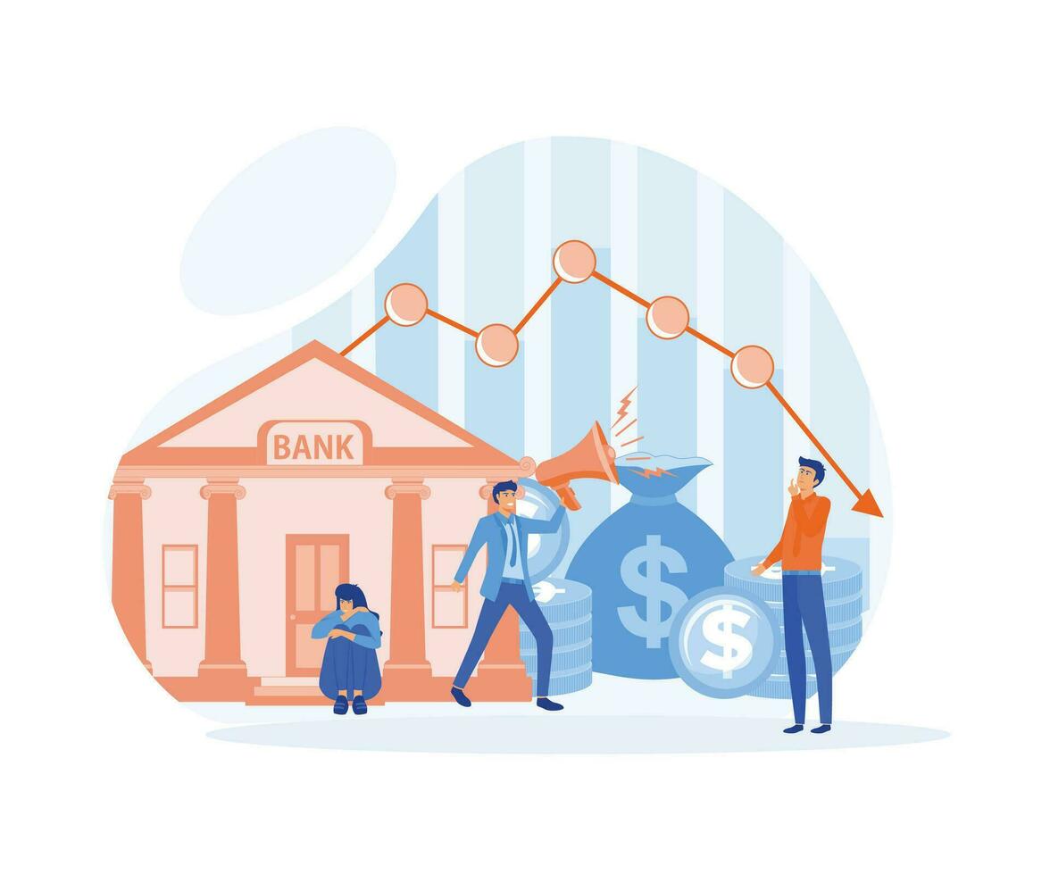 People are hostages of financial instability, an attempt to prevent bankruptcy. flat vector modern illustration