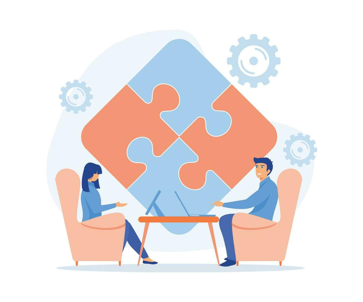 teamwork, colleagues work together on creative project. flat vector modern illustration