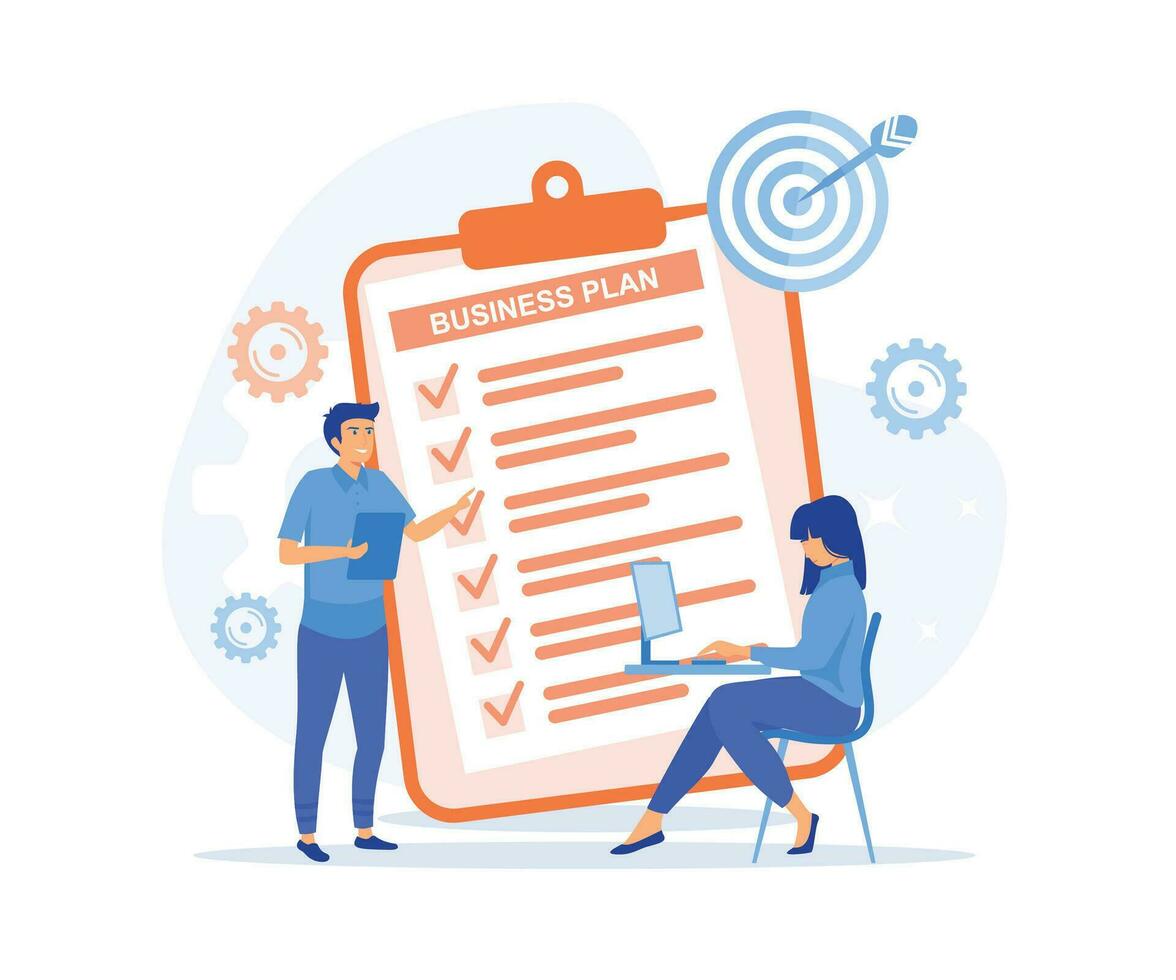 business planning, target, business work flow, time management, flat vector modern illustration