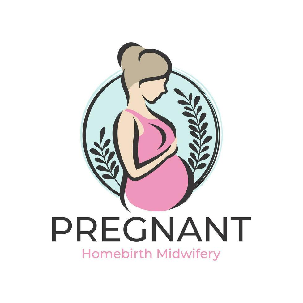 Pregnancy woman of logo design simple illustration Premium Vector