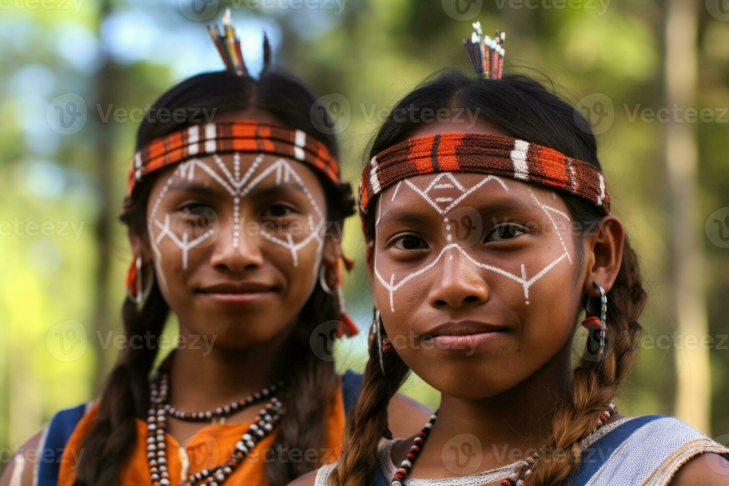 retrato de indígena tribu gente. generativo ai foto