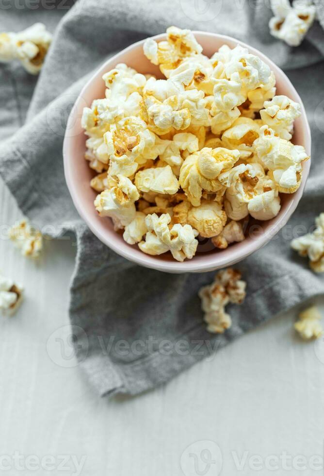 Tasty salted homemade popcorn photo