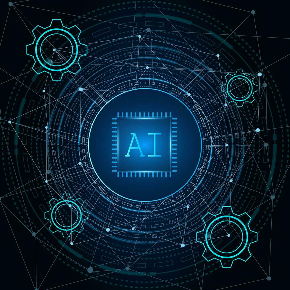 Artificial Intelligence ,AI chipset on circuit board, futuristic Technology Concept vector
