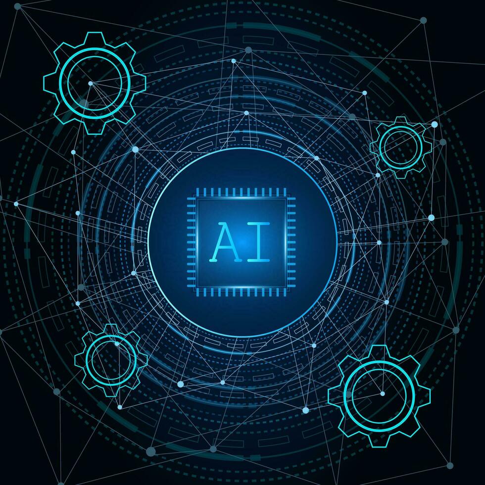 inteligencia artificial, chipset ai en placa de circuito, concepto de tecnología futurista vector