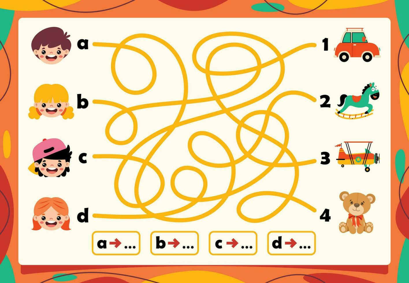 Matching Characters With Objects Game vector