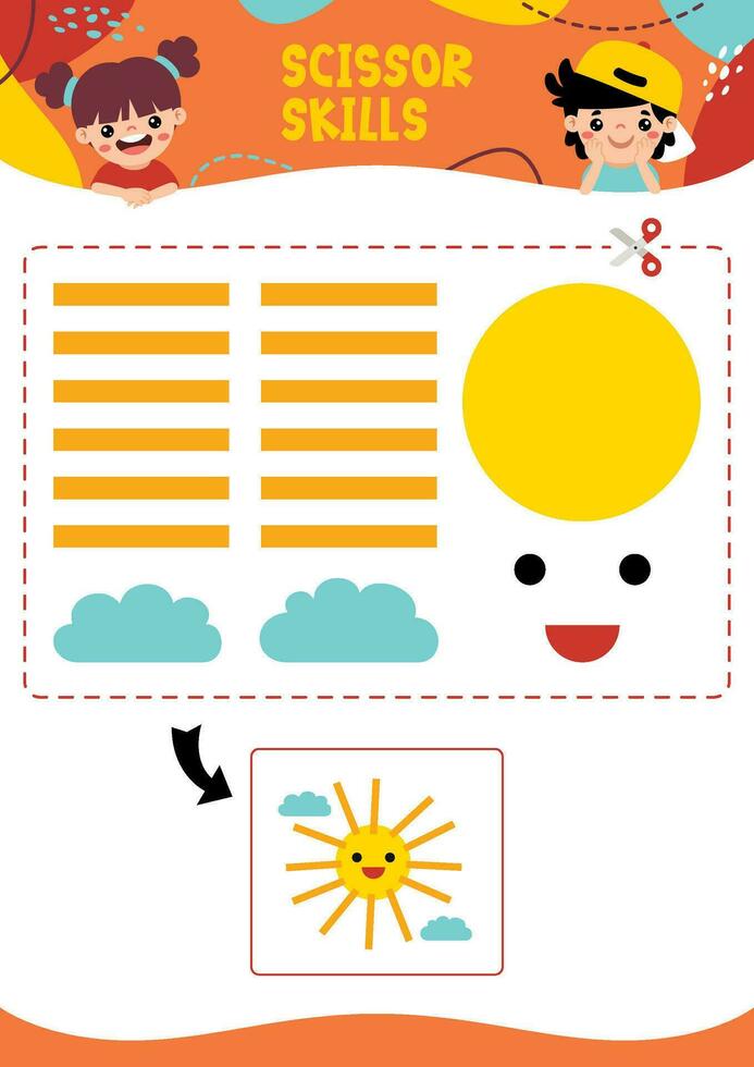 Cutting Paper Activity Page Template vector