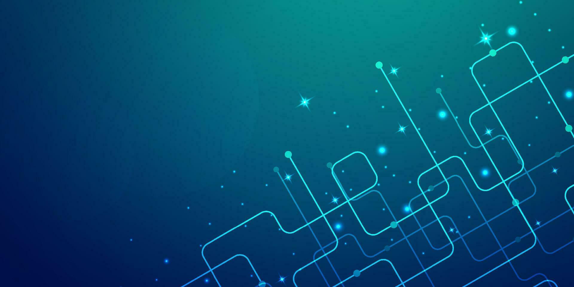 Digital technology banner green blue background concept with technology light effect, abstract tech, innovation future data, internet network, Ai big data, lines dots connection, illustration vector
