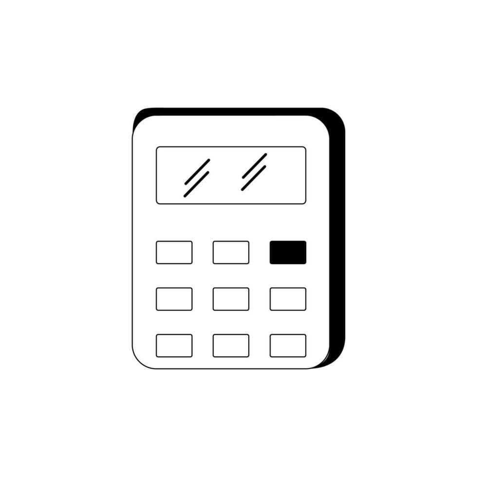 Isolated doodle calculator black and white. Outline vector Icon school supplies. Back to school Design element for banner, sticker, cover, postcard, icon, poster, web