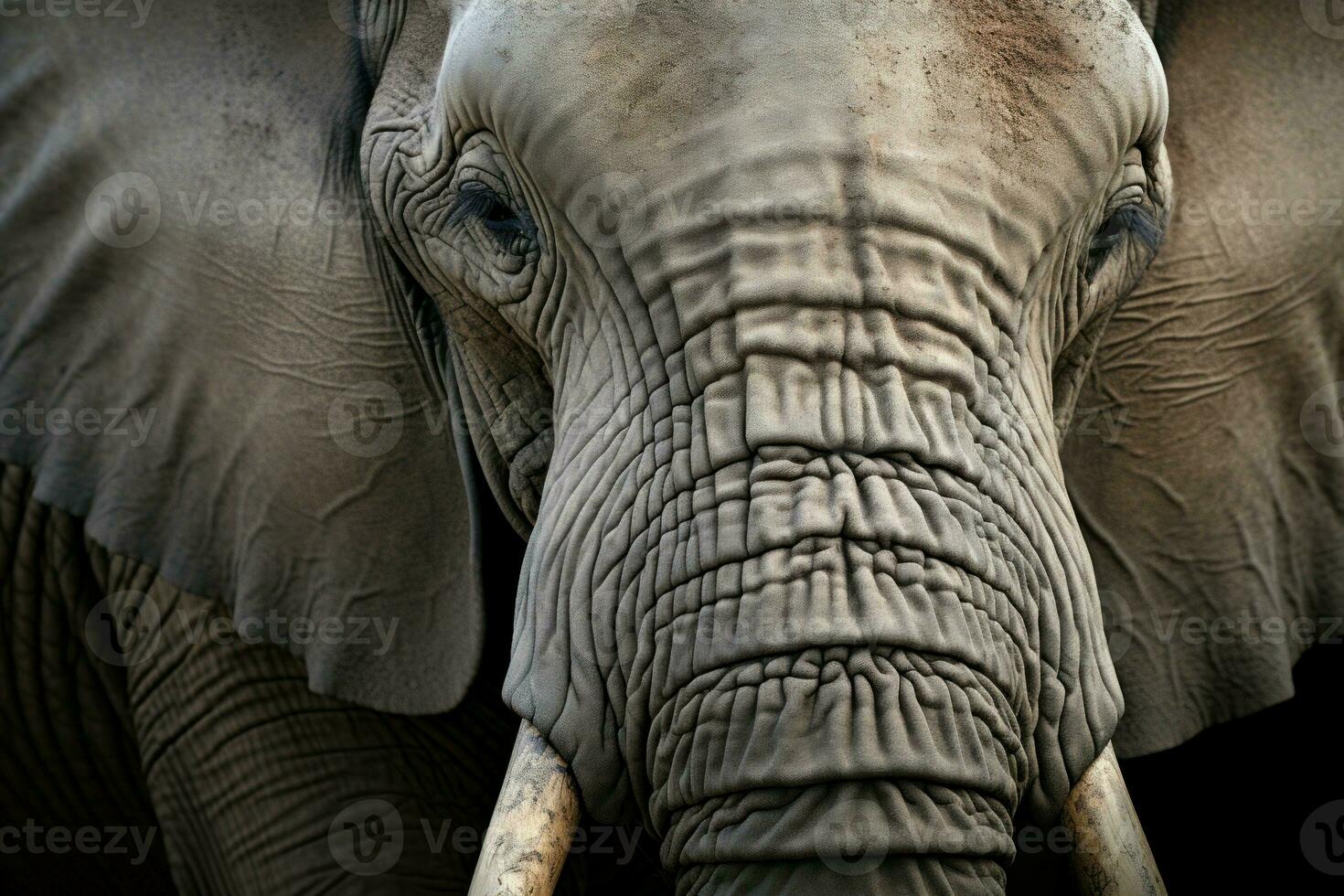 Bold Colorful elephant head closeup. Generate Ai photo