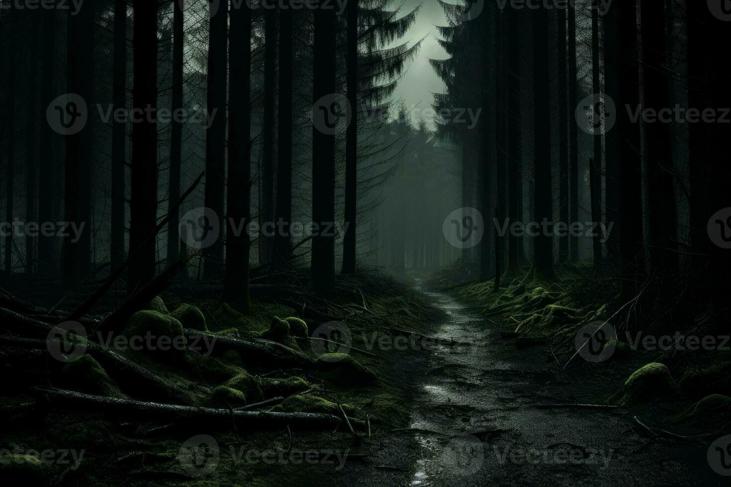 Spooky Forest creepy dark. Generate Ai photo