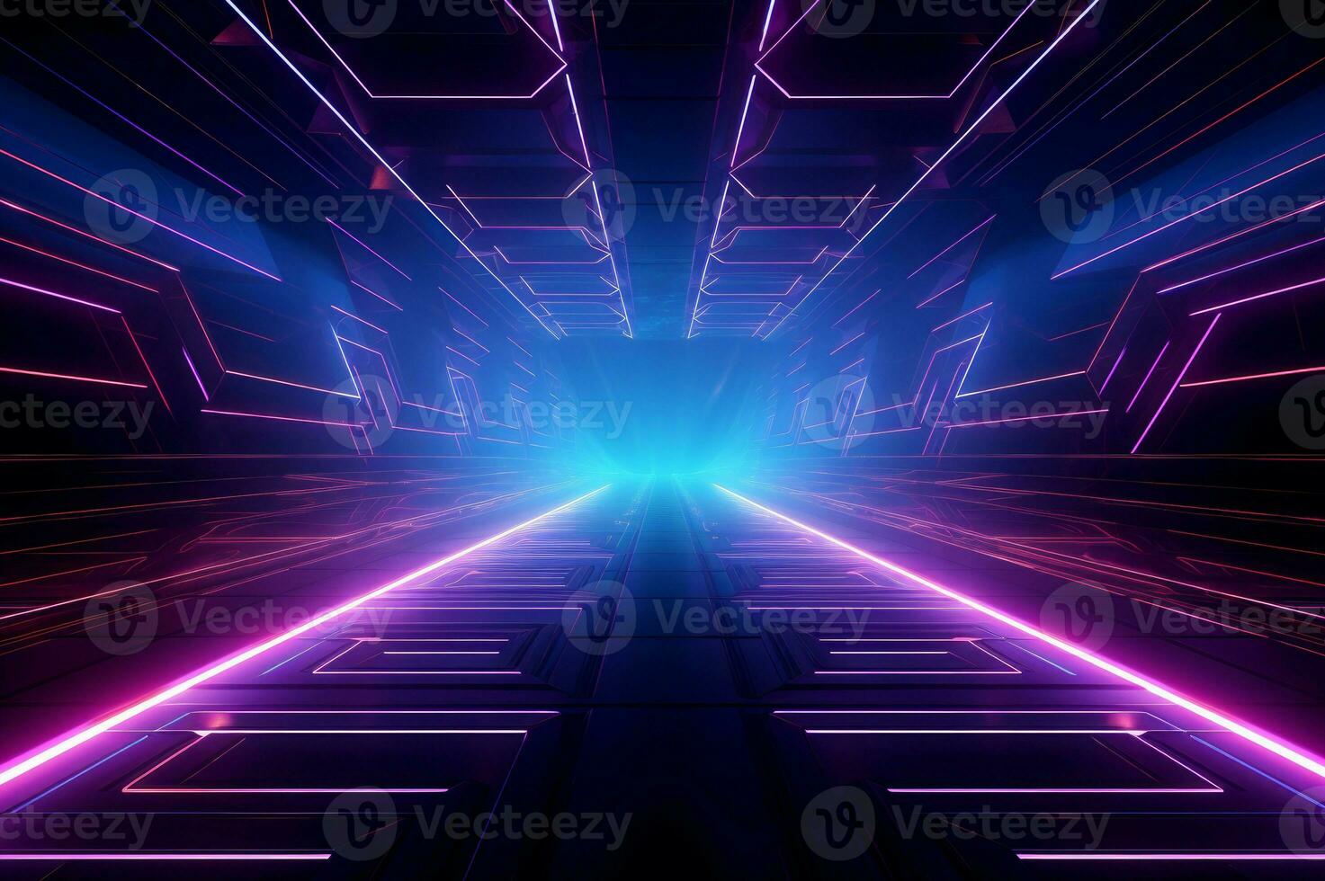 Kaleidoscopic Abstract neon geometric futuristic model. Generate Ai photo