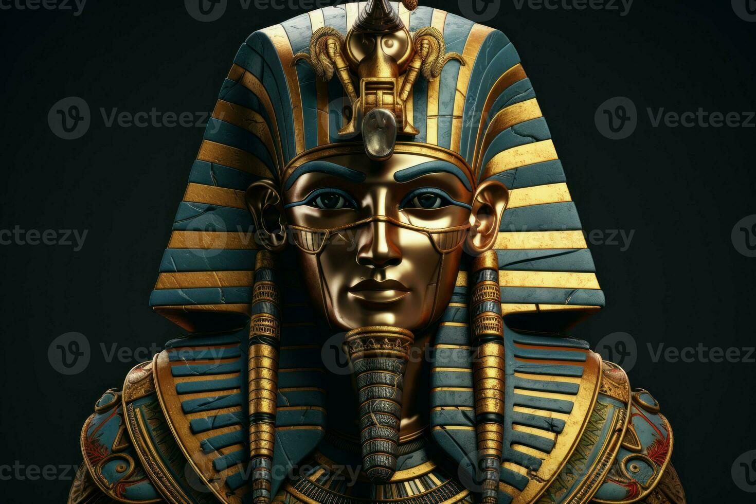 Powerful Egyptian king head. Generate Ai photo