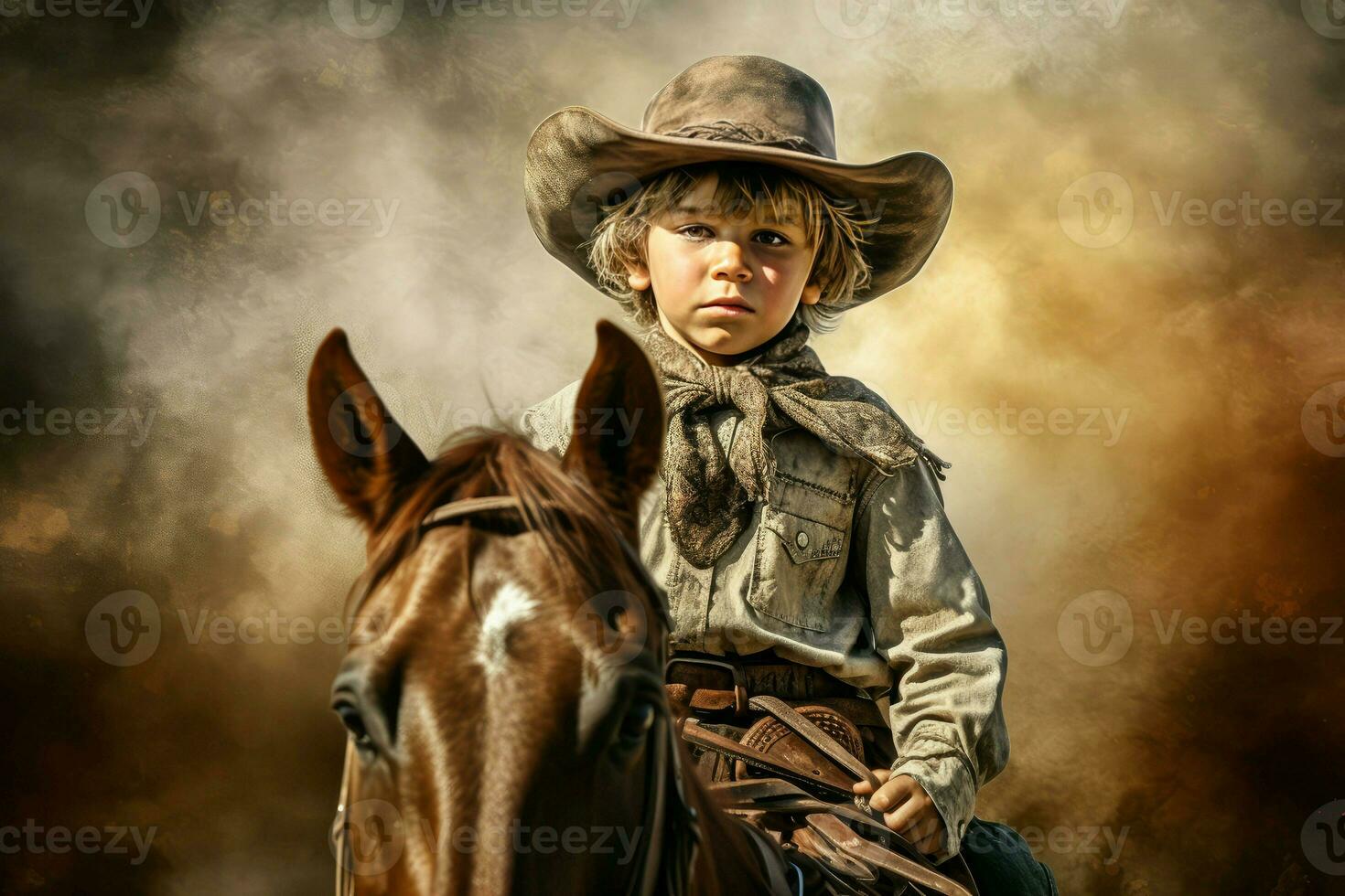 Striking Cowboy banner portrait. Generate ai photo