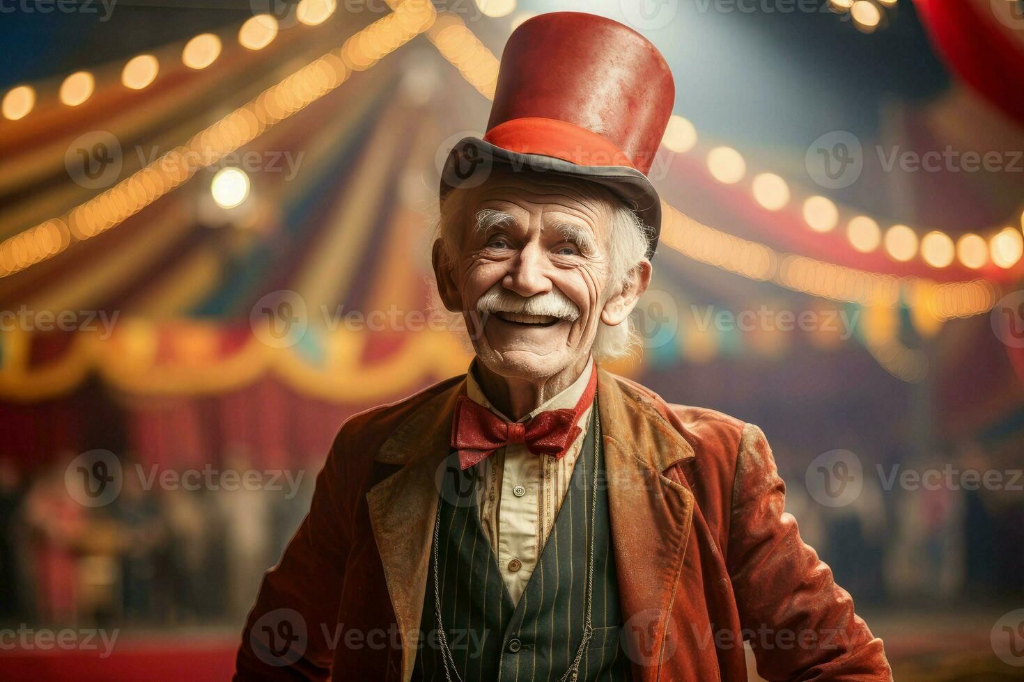 Agile Circus tent arena performer old man. Generate Ai photo