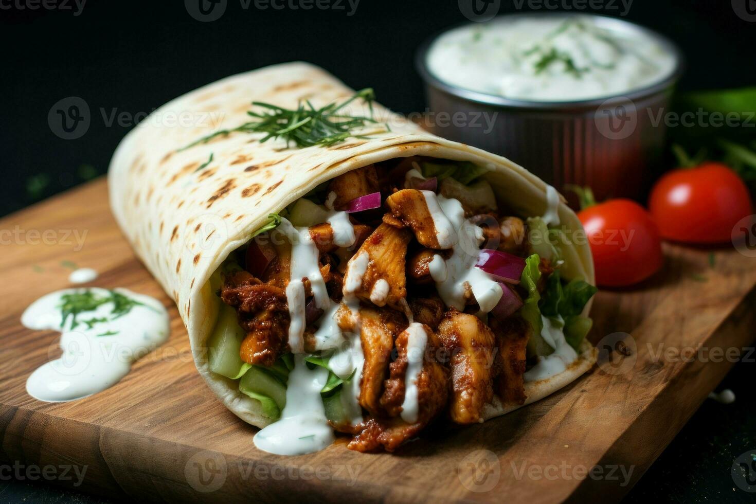 Scrumptious Chicken shawarma. Generate Ai photo