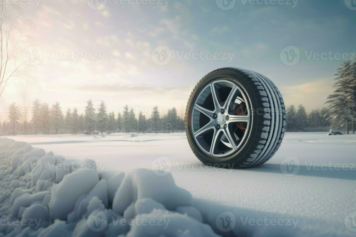 New car winter tire wheel. Generate Ai photo