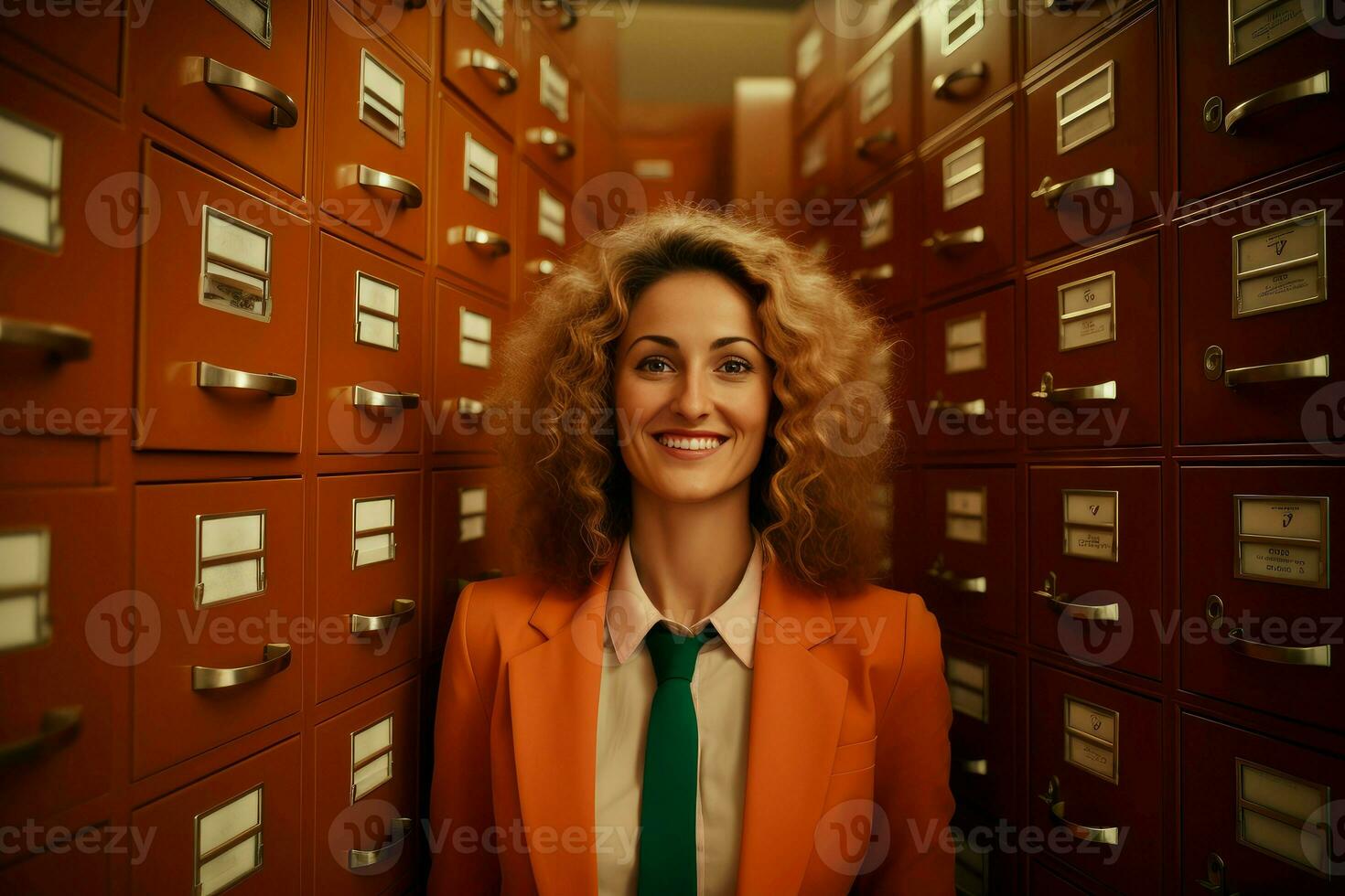 Organized New archivist filing cabinets. Generate Ai photo