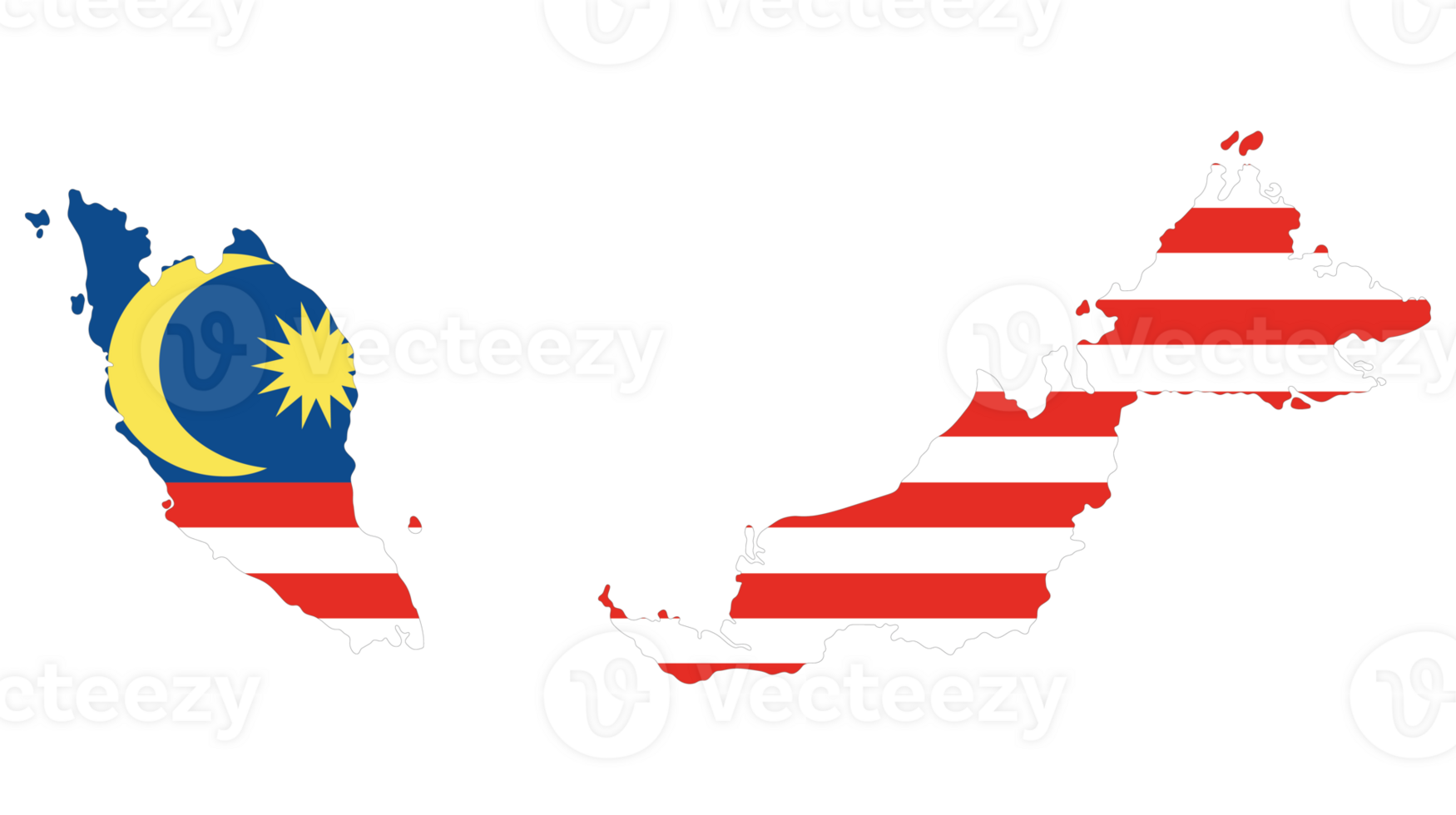 Map of Malaysia with Malaysian flag png