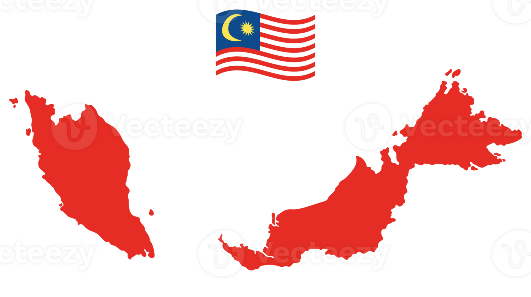 Map of Malaysia with Malaysian flag png