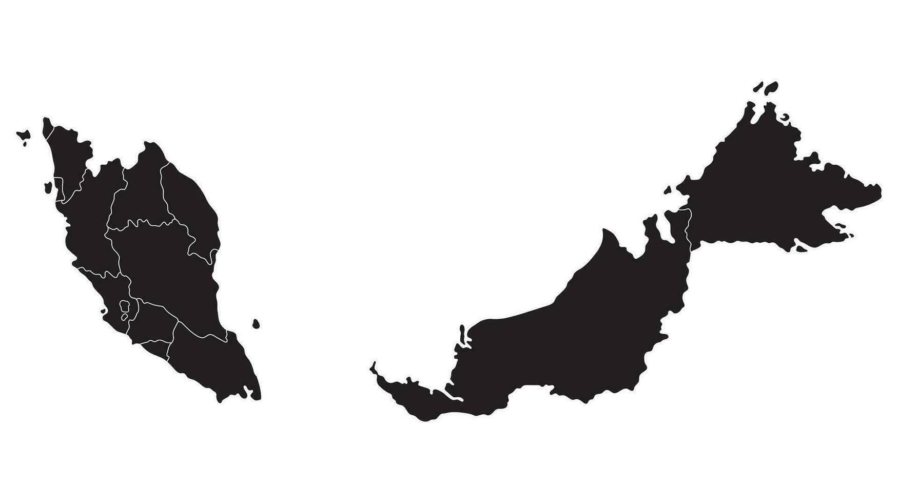 Malaysia map with administrative. Map of Malaysia in black color vector