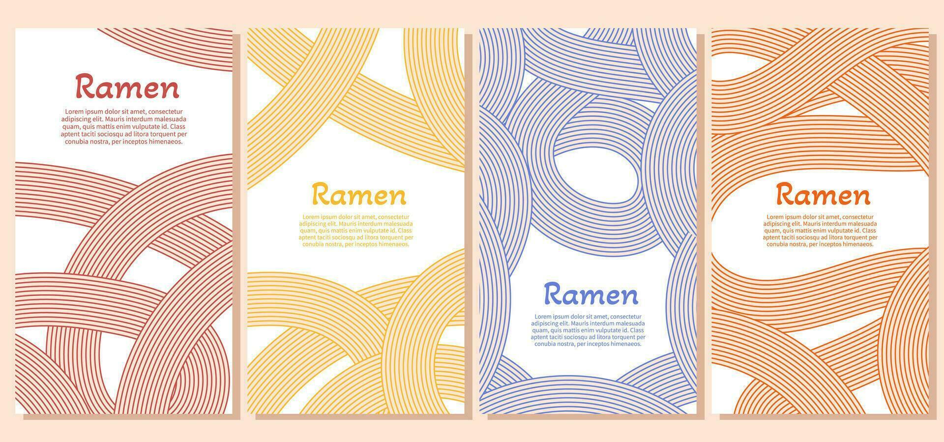 Social media template with asian ramen noodle background. Wavy abstract pattern vector