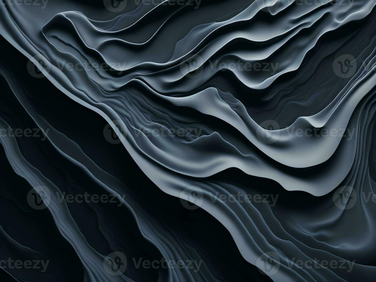 3D Futuristic Elegant Abstract Fluid Black Wave Monochrome Pattern Background AI Generative photo