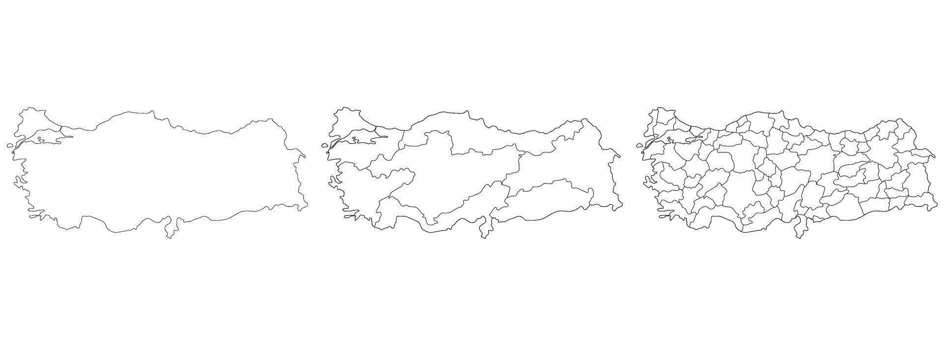 Map of Turkey. Turkish map in set vector