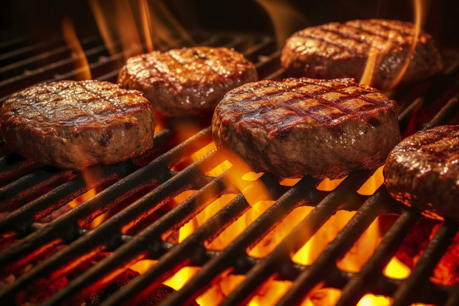 Hamburgers on the grill. AI Generated photo