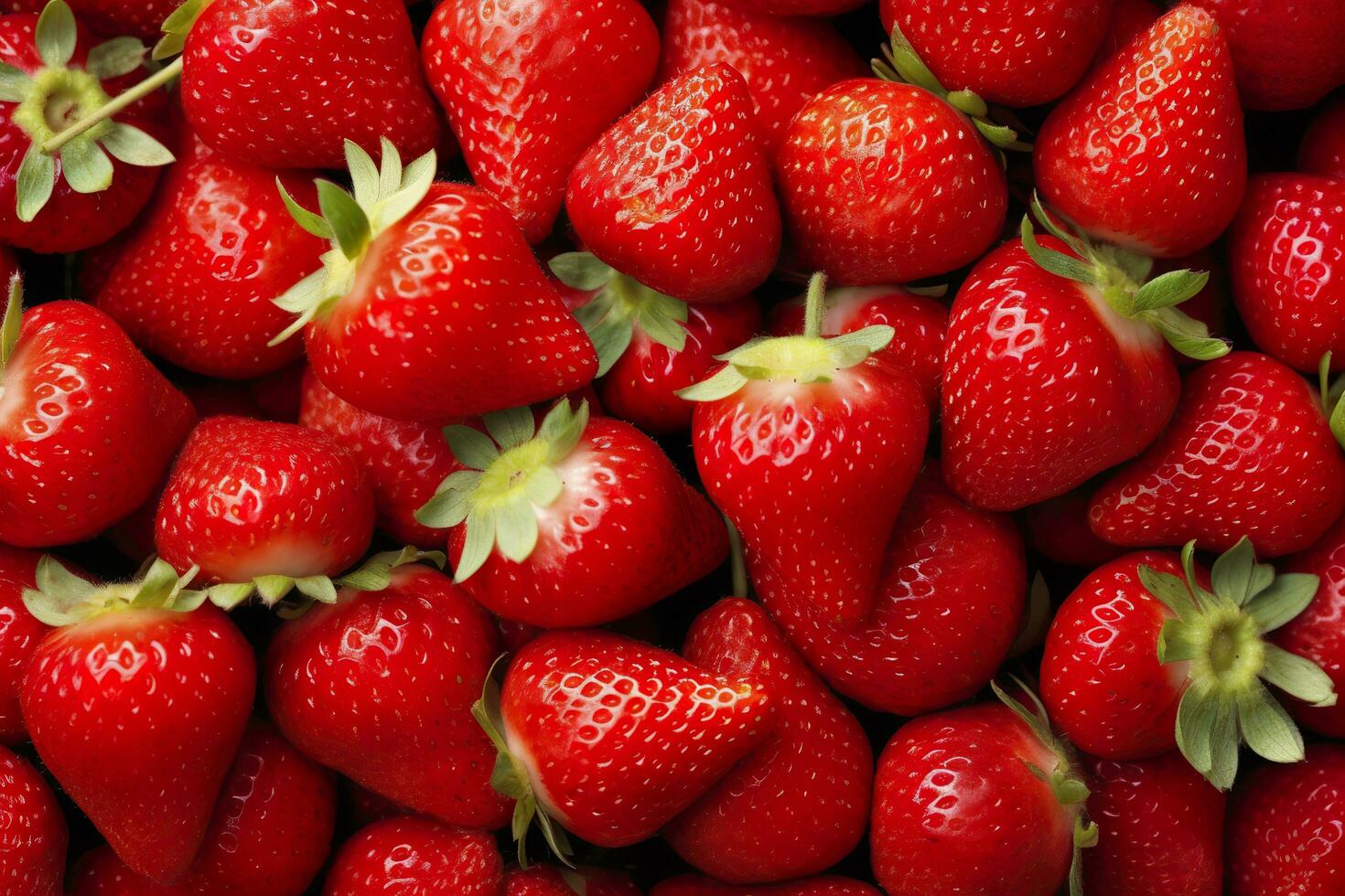 Texture of fresh strawberries as background. Generative AI photo