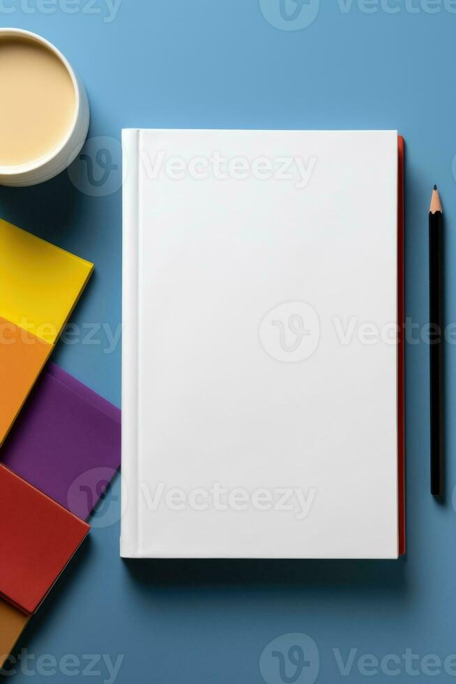 Mockup of a blank cover white book ai created photo