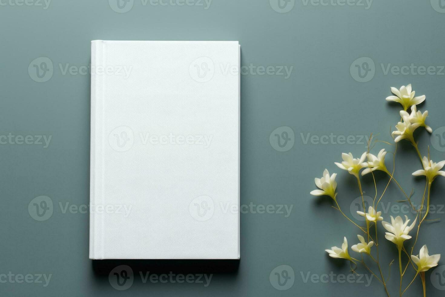 Mockup of a blank cover white book ai created photo