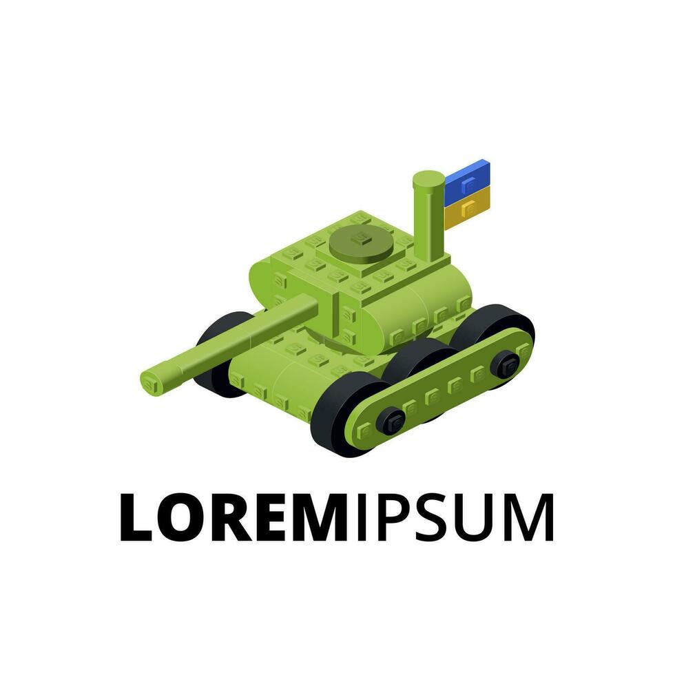 Logo with armored personnel carrier for print and design. Vector illustration.