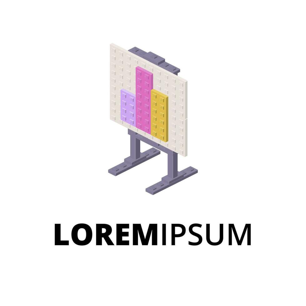 Logo with presentation board with graphics for printing and design. Vector illustration.