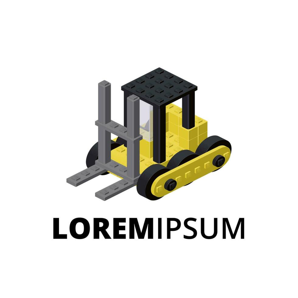 Logo with forklift for printing and design. Vector illustration.