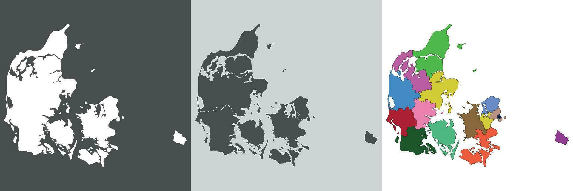 Denmark map set. Map of Denmark in set vector