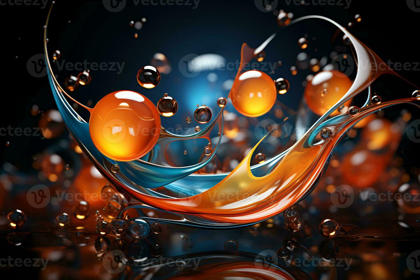 Beautiful texture of liquid bubbles. Abstract pattern background, bright hue colors. Generative ai photo