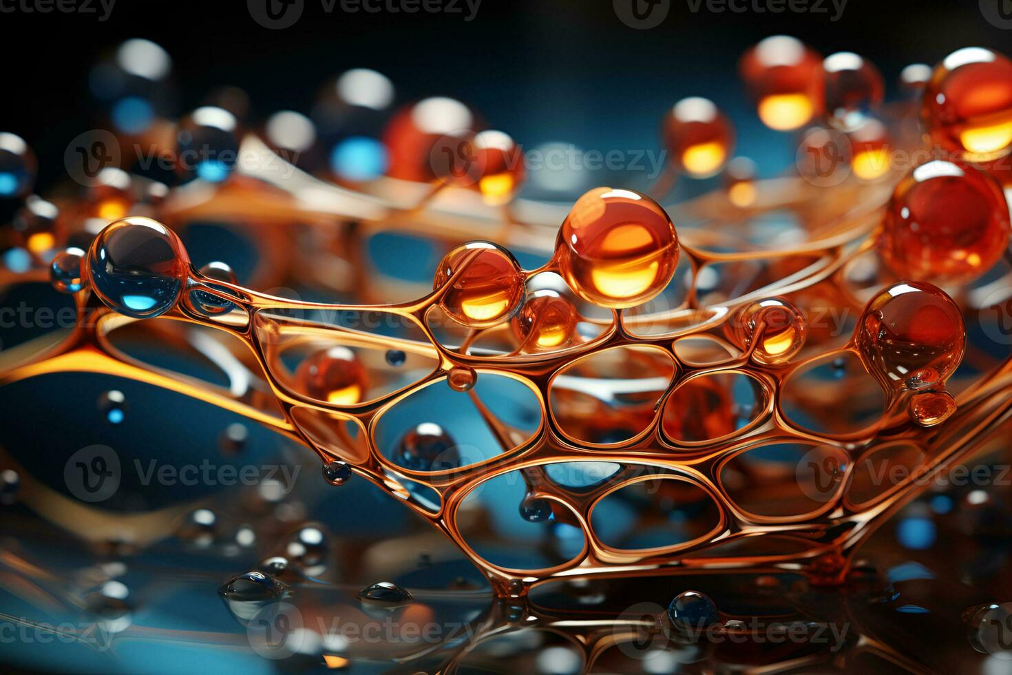 Beautiful texture of liquid bubbles. Abstract pattern background, bright hue colors. Generative ai photo