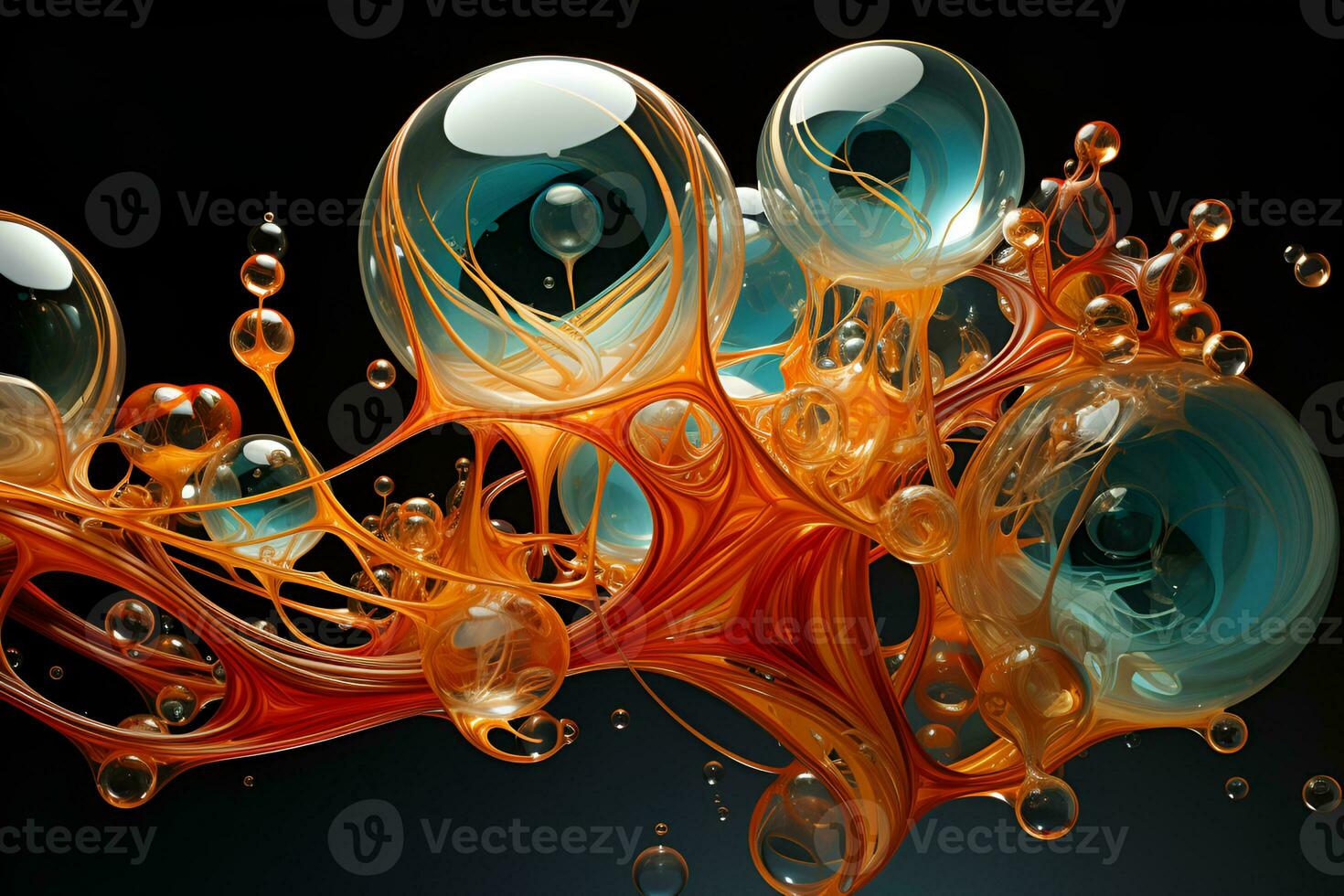 Beautiful texture of liquid bubbles. Abstract pattern background, bright hue colors. Generative ai photo