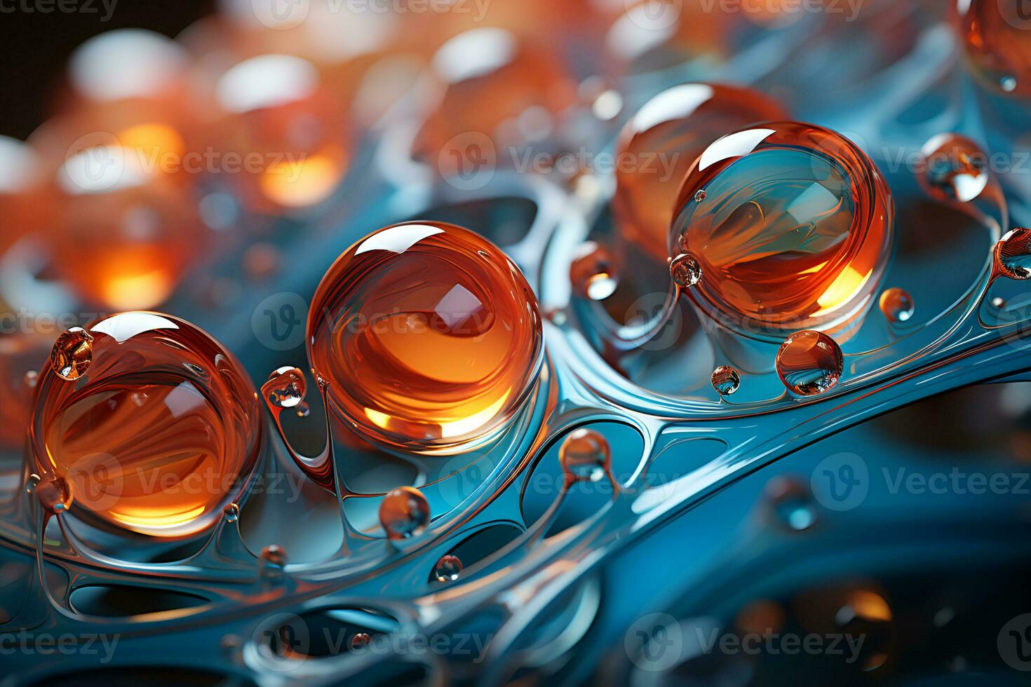 Beautiful texture of liquid bubbles. Abstract pattern background, bright hue colors. Generative ai photo
