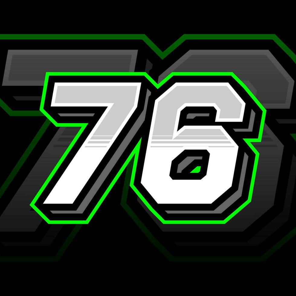 Seventy Six Number Vector Clipart Simple Decal Design