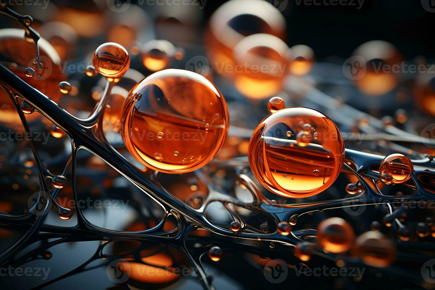 Beautiful texture of liquid bubbles. Abstract pattern background, bright hue colors. Generative ai photo