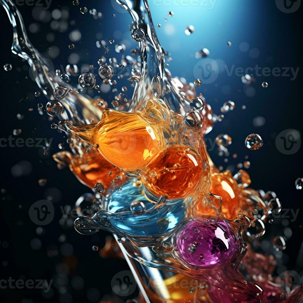 Beautiful texture of liquid bubbles. Abstract pattern background, bright hue colors. Generative ai photo