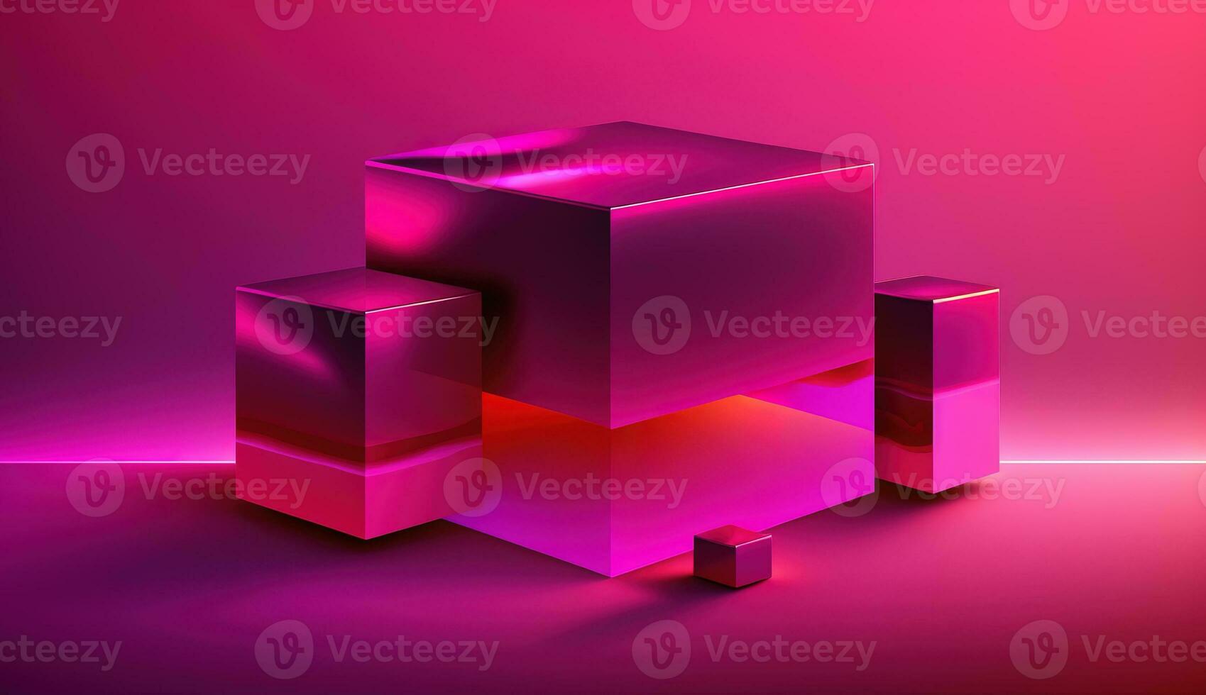 Generative AI, Beautiful gradient abstract background with viva magenta pink color, horizontal wallpaper. Abstract studio room geometric background photo