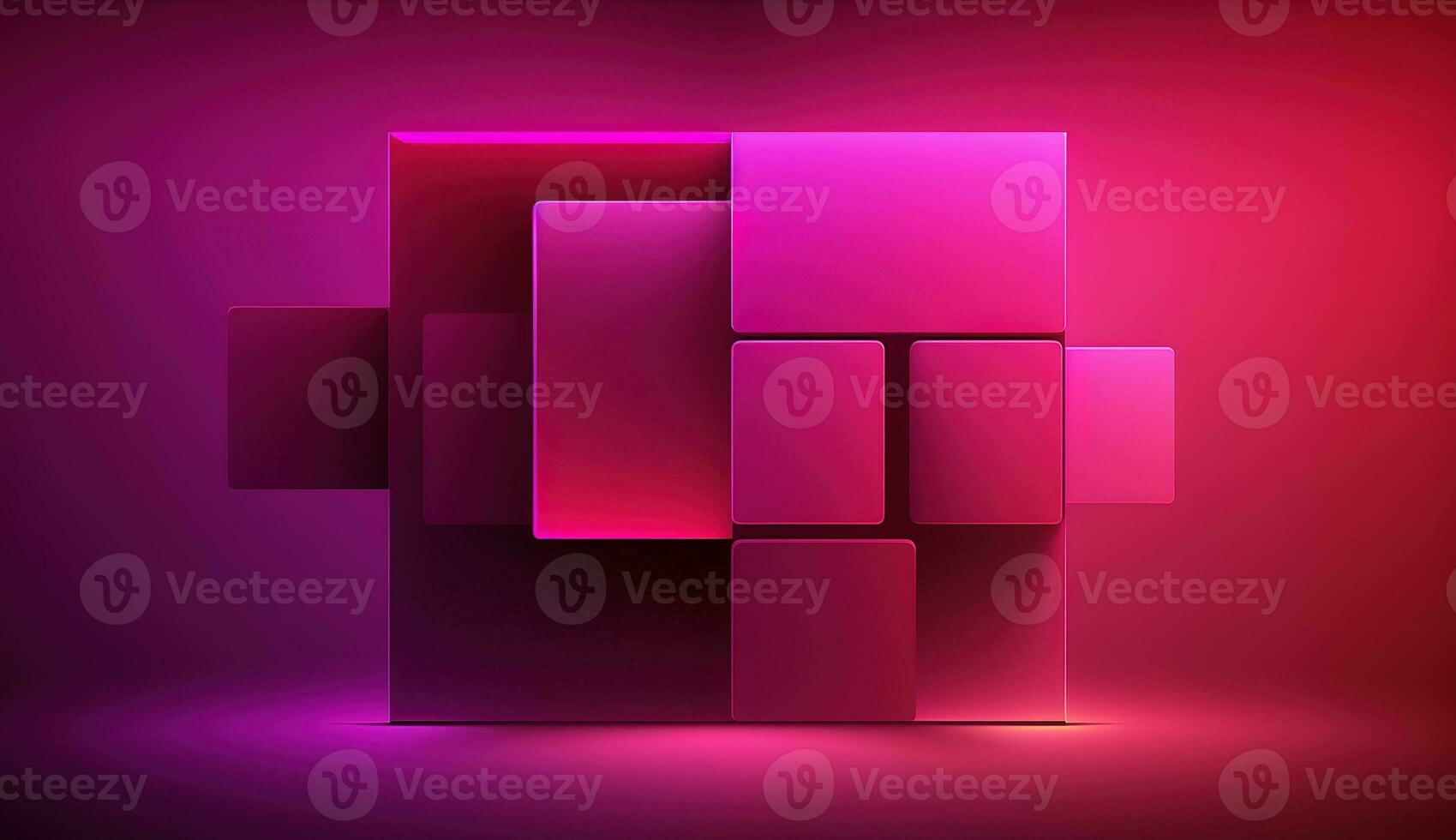 Generative AI, Beautiful gradient scene landscape with viva magenta pink color, horizontal wallpaper. Abstract studio room geometric background photo