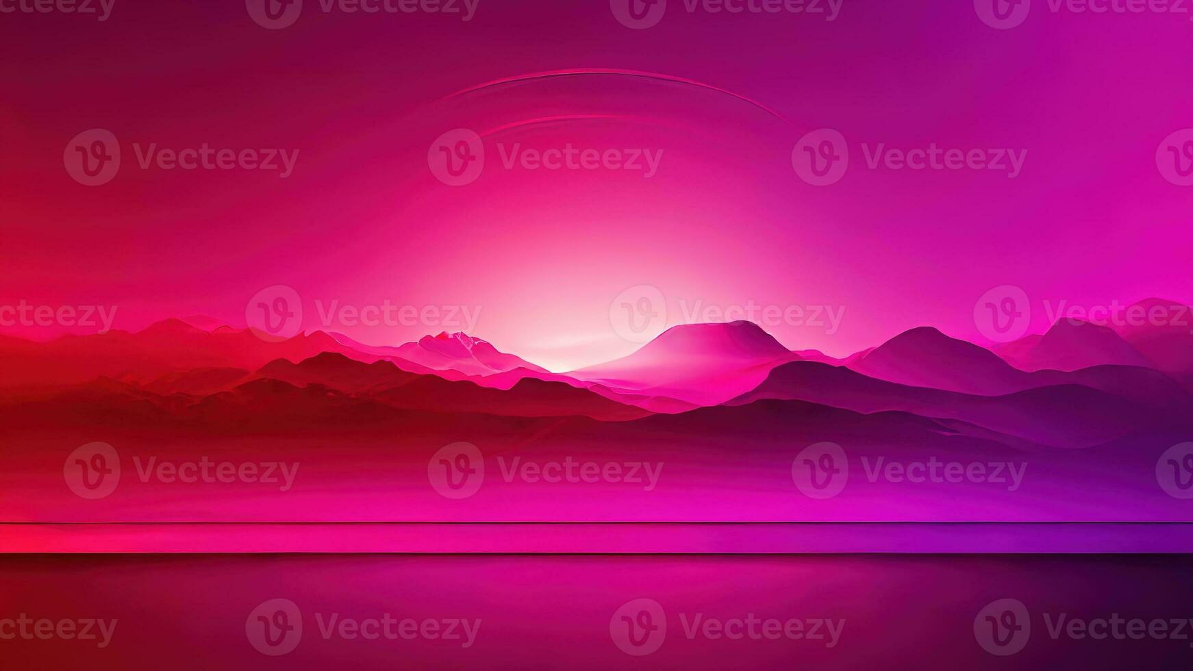 Generative AI, Beautiful gradient scene landscape with viva magenta pink color, horizontal wallpaper. Abstract studio room geometric background photo