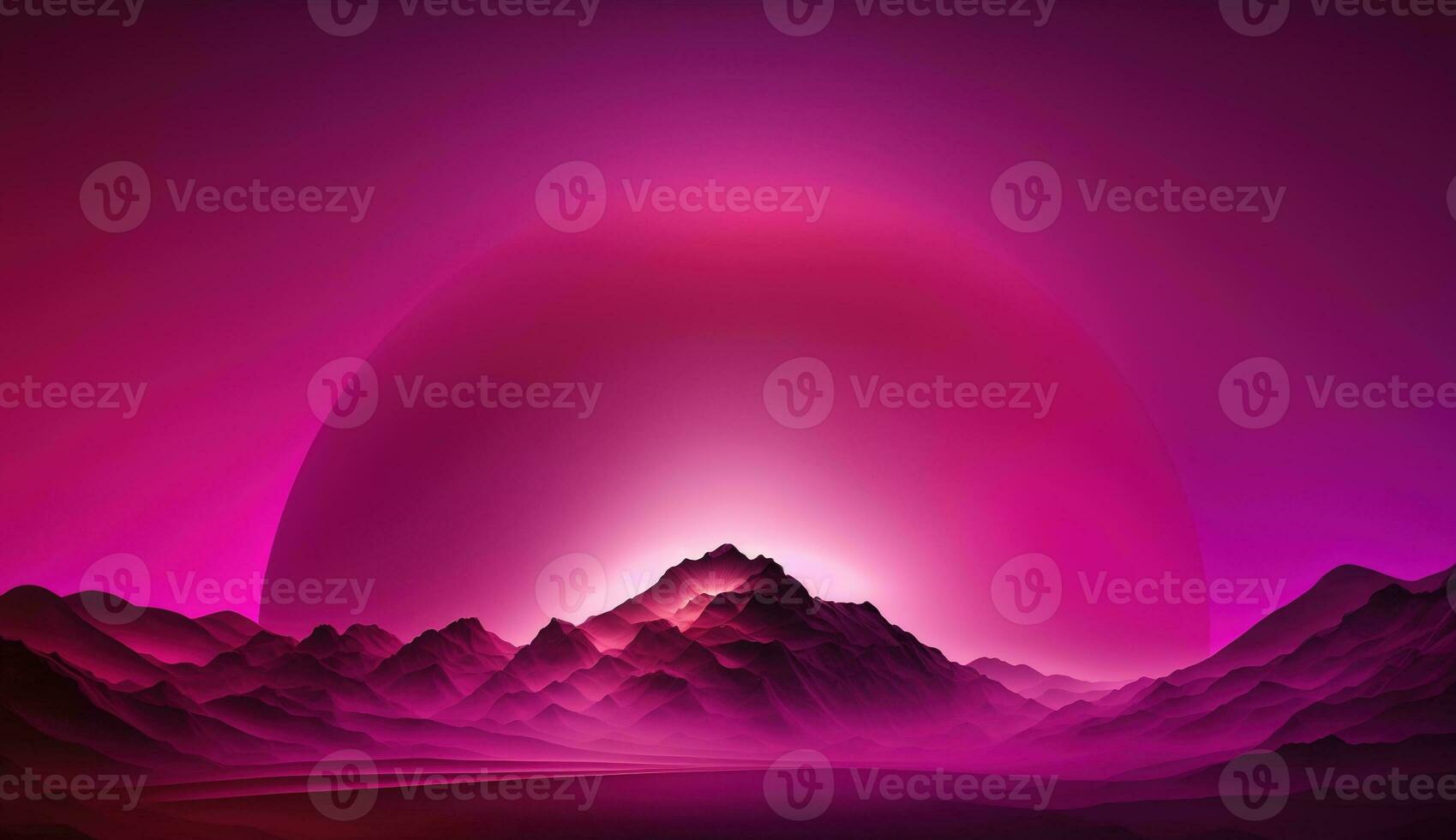 Generative AI, Beautiful gradient scene landscape with viva magenta pink color, horizontal wallpaper. Abstract studio room geometric background photo