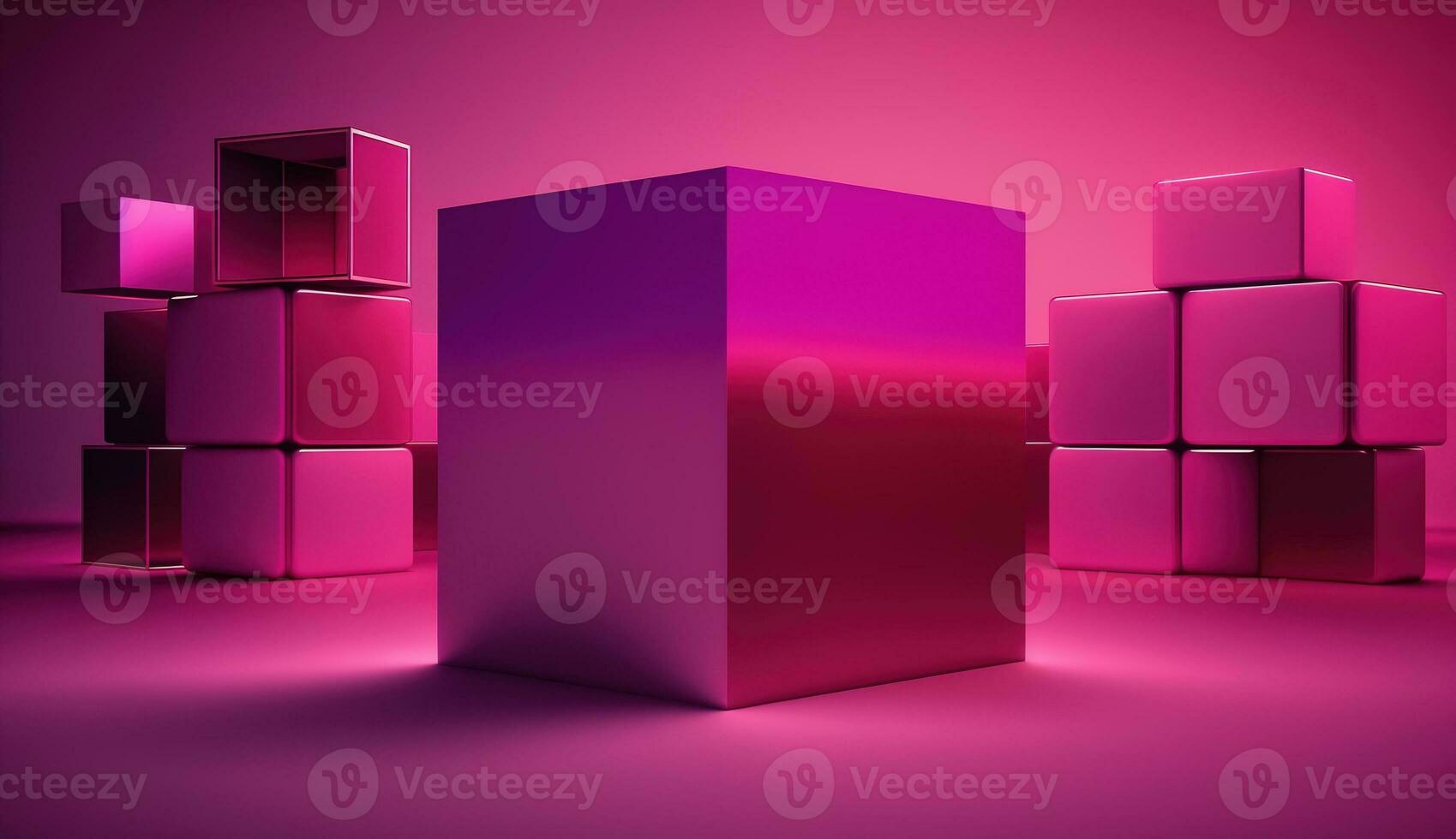 Generative AI, Beautiful gradient scene landscape with viva magenta pink color, horizontal wallpaper. Abstract studio room geometric background photo