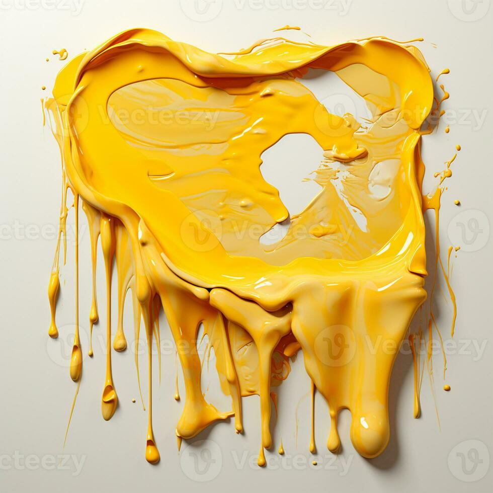 Beautiful textured golden yellow stroke isolated on white background, stroke of yellow thick paint - AI generated image photo