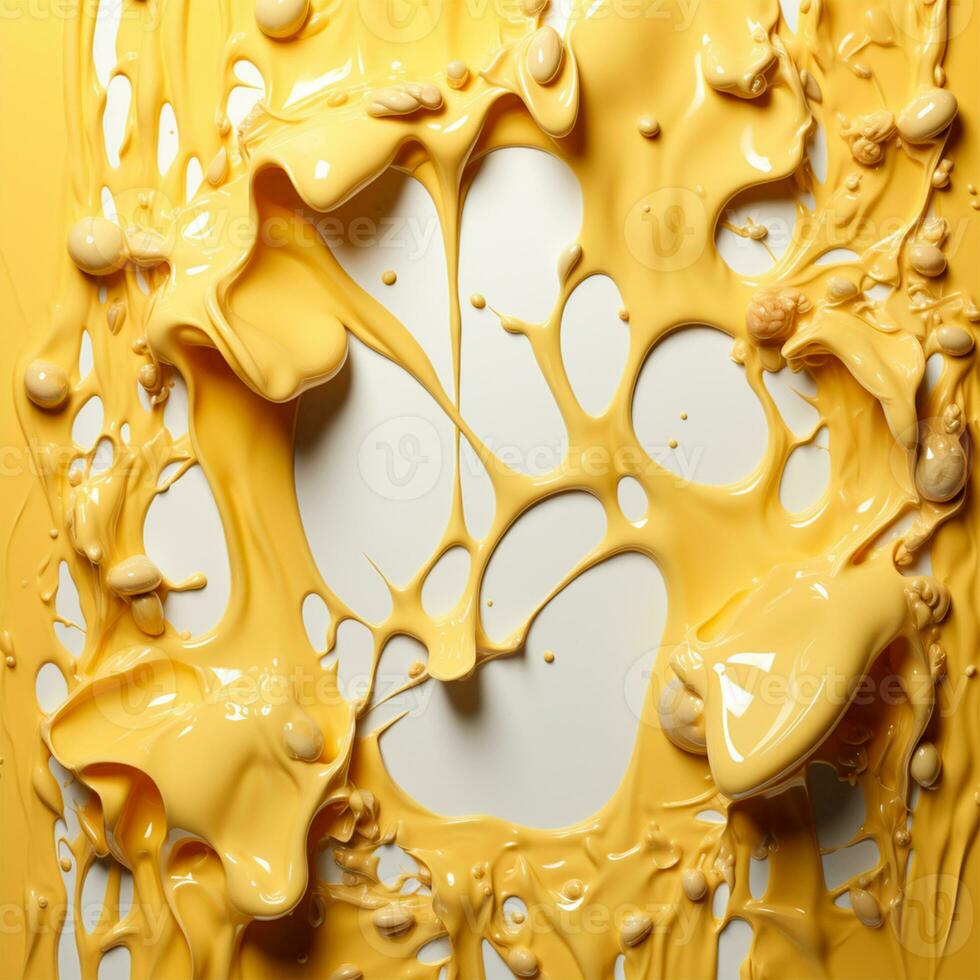 Beautiful textured golden yellow stroke isolated on white background, stroke of yellow thick paint - AI generated image photo