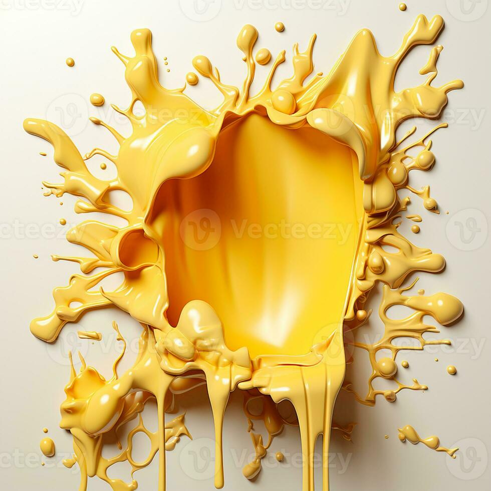Beautiful textured golden yellow stroke isolated on white background, stroke of yellow thick paint - AI generated image photo